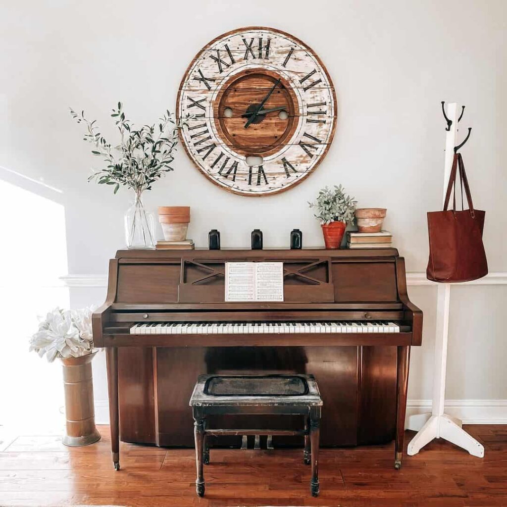 A Wall Adorned With Rustic Farmhouse Wallclock   