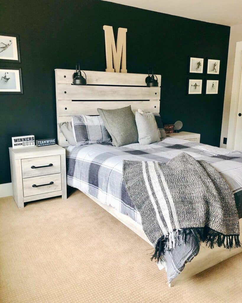 Classic Plaid Elegance in a Farmhouse Bedroom