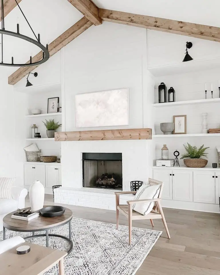 Contemporary Modern Farmhouse with Fireplace and Elevated Ceilings