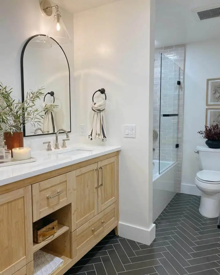 Contemporary Refresh for a Farmhouse Master Bathroom