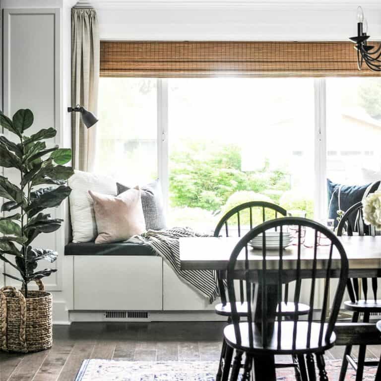 Contrasting Tones: Modern White Window Seat With Black Accents