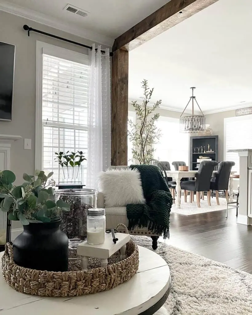 Effortless Fusion of White and Wood Trim