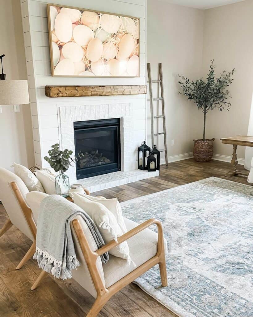 Elegant White Fireplace Gracing the Living Space