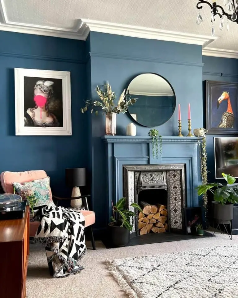 Elegantly Styled Aegean Blue Living Room