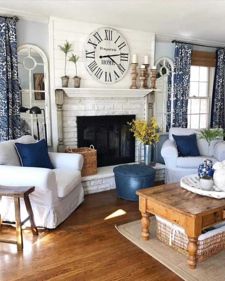 Embracing Warmth: White Shiplap Feature Wall Over the Fireplace