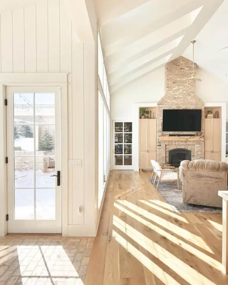 Exquisite Fireplace Beneath a Vaulted Ceiling