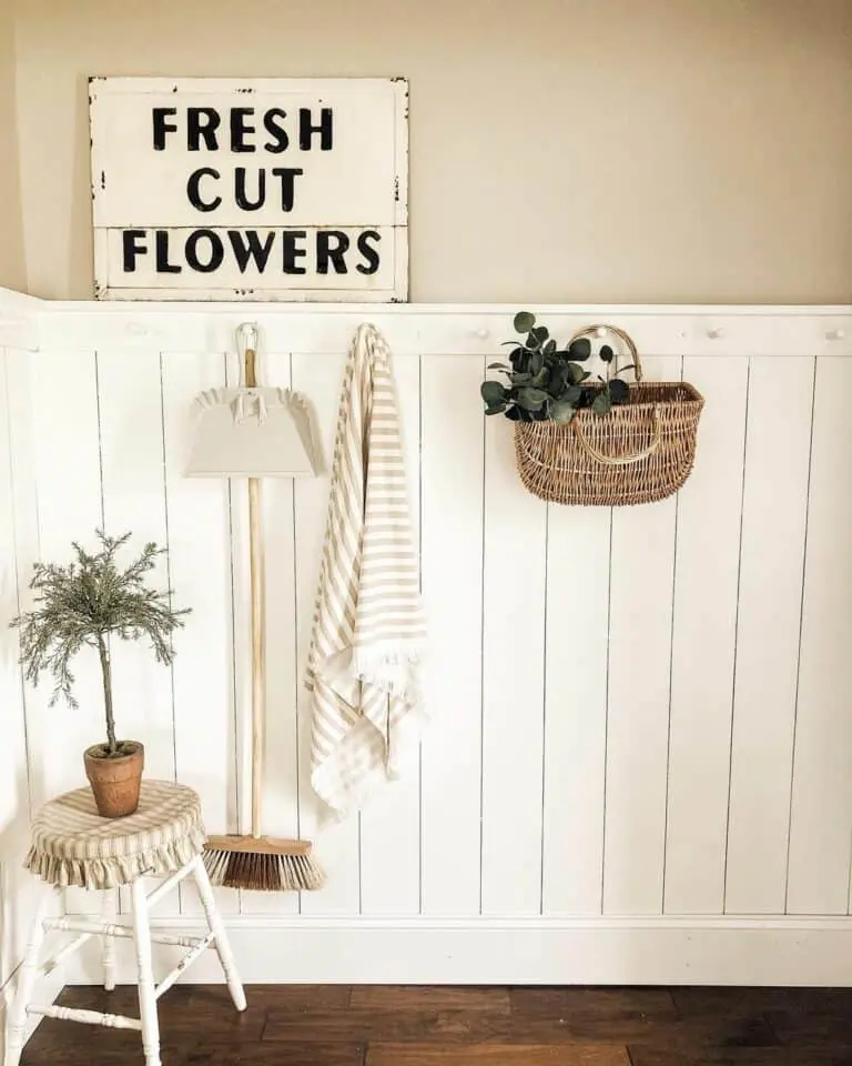 Farmhouse Charm with Benjamin Moore's White Dove Shiplap