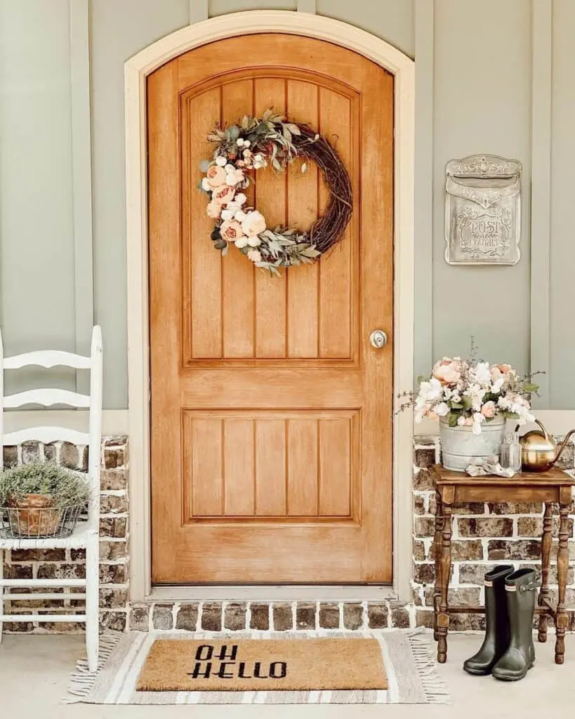 Graceful Elements: Grapevine Wreath and Brass Doorknob