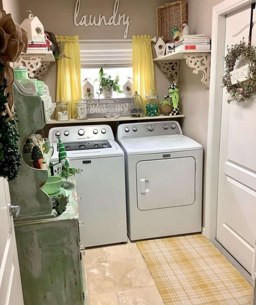 Green and Yellow Laundry Room Styling