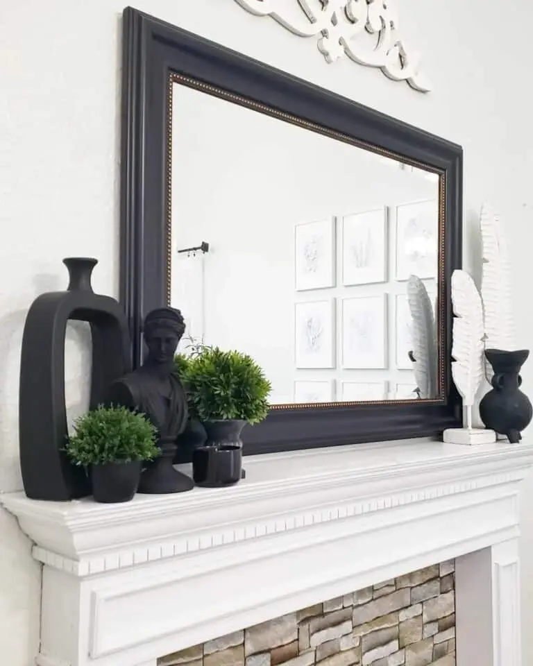 Harmonious Contrasts: Black and White Modern Fireplace Decor