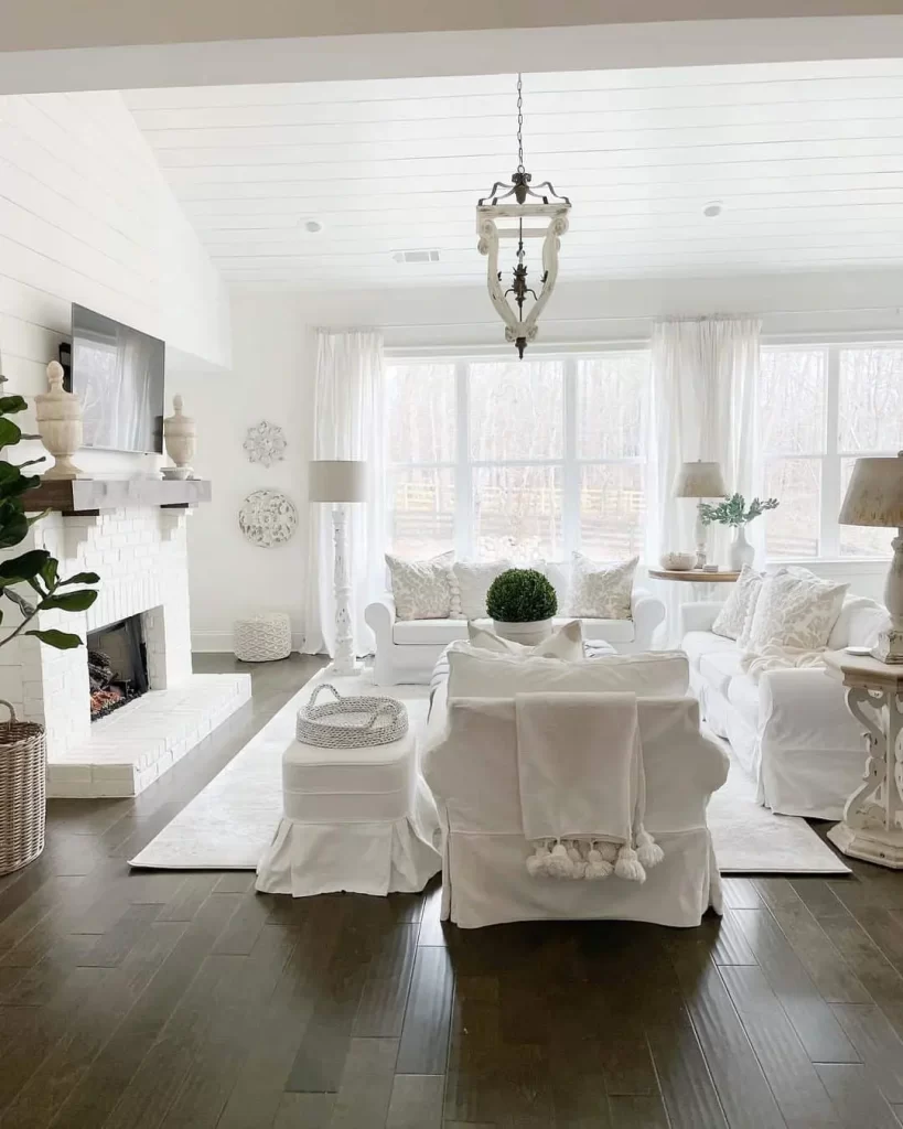 Naturally Lit, Vaulted White Living Room