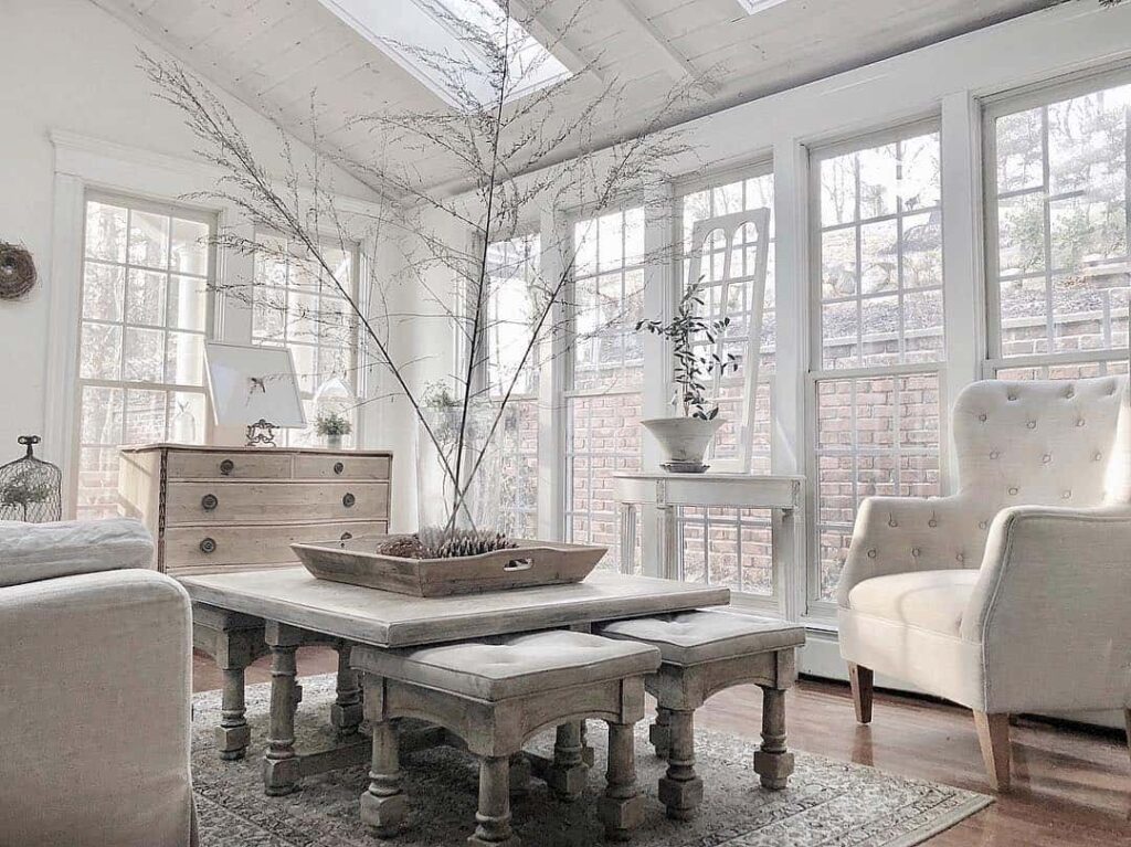 Neutral Family Room Accentuated with Large Windows