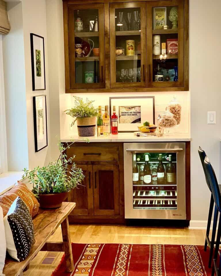 Rustic Nook Retreat: Home Bar in a Kitchen Nook