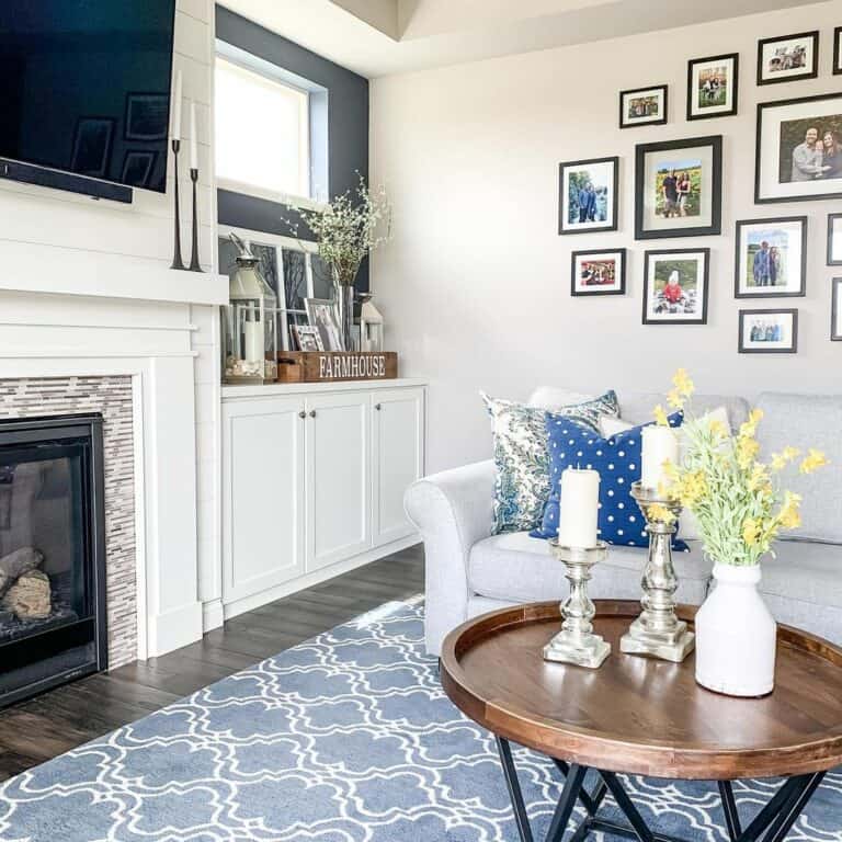 Serene Family Living Room with Touches of Yellow