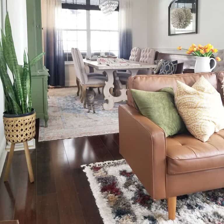 Sophisticated Dining Space Enhanced by Benjamin Moore White Dove Paint