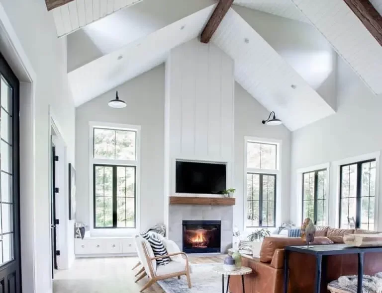 7+ Stunning Farmhouse Rooms Boasting Vaulted Ceilings and Fireplaces