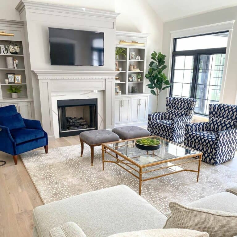 A Contemporary Living Space Featuring a Glass Coffee Table