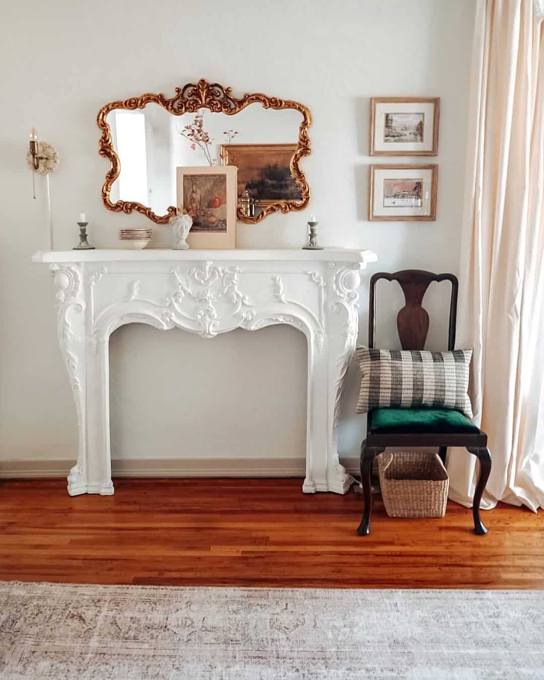Add Character with a White Faux Fireplace Mantel