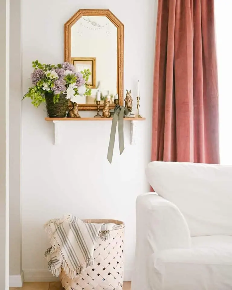 Airy Living Room with Rich Pink Curtains