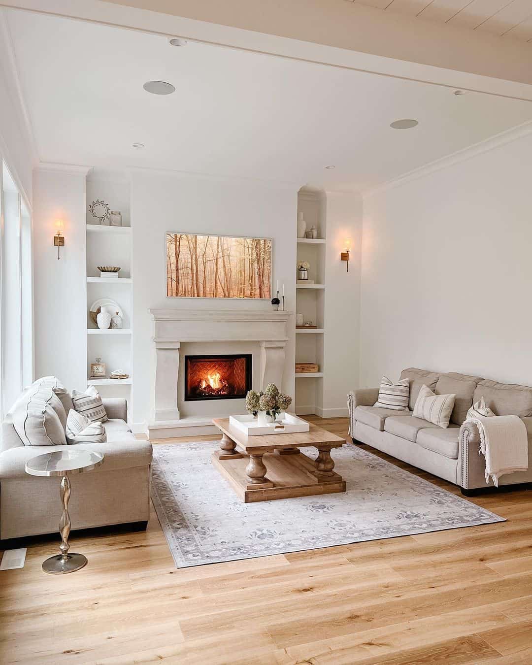 Captivating High-Ceiling Farmhouse Living Room