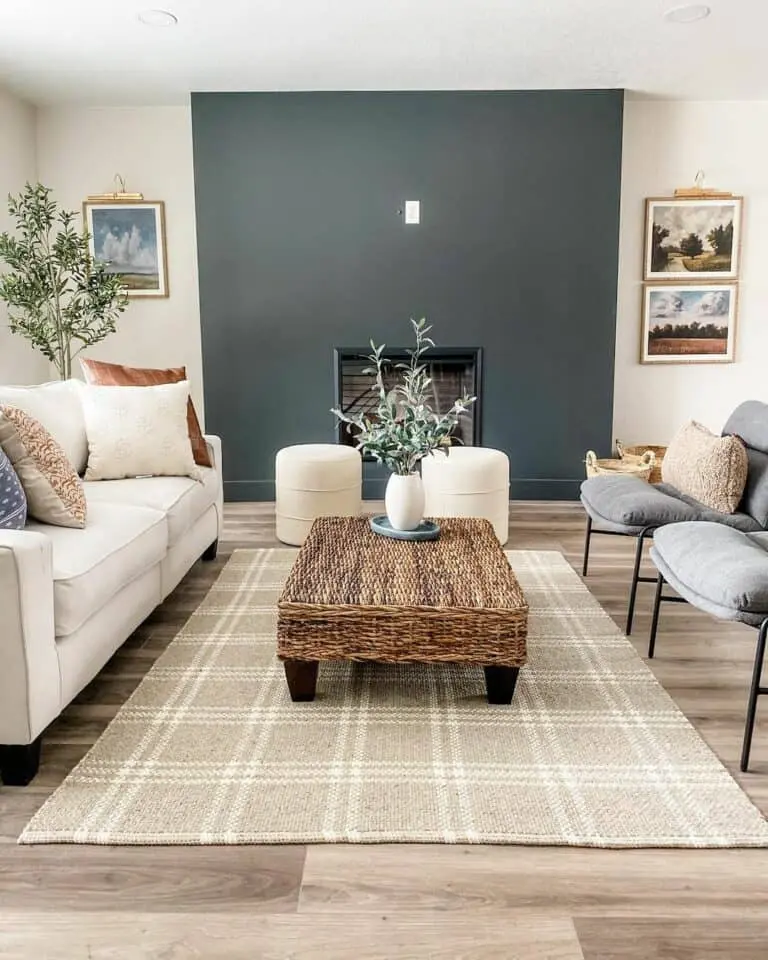 Coastal Charms: Living Room With a Gray Accent Wall