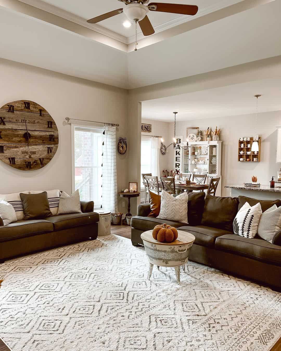 Cottage Style Living Room Adorned with Gray Couches