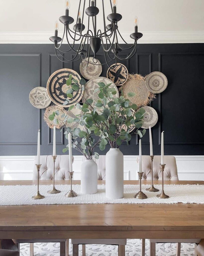 Dining Area Showcasing Black-and-White Millwork