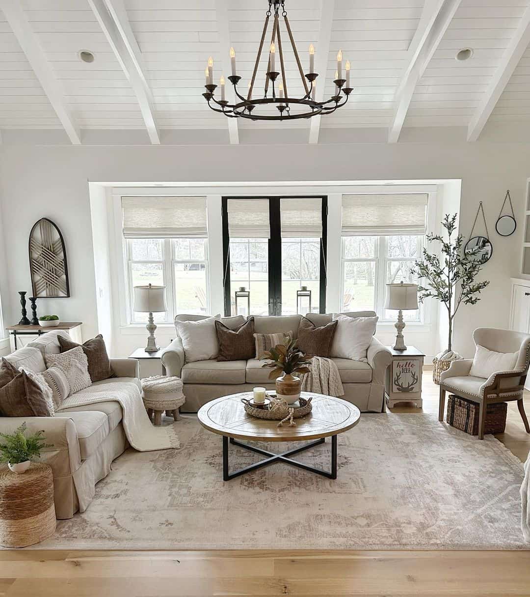 Dramatic Chandelier for Vaulted Shiplap Ceilings