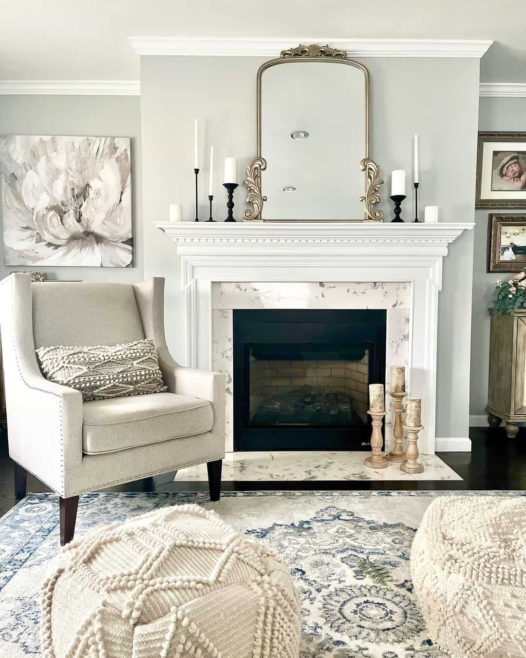 Enchanting Crocheted Poufs Resting on a Decorative Rug