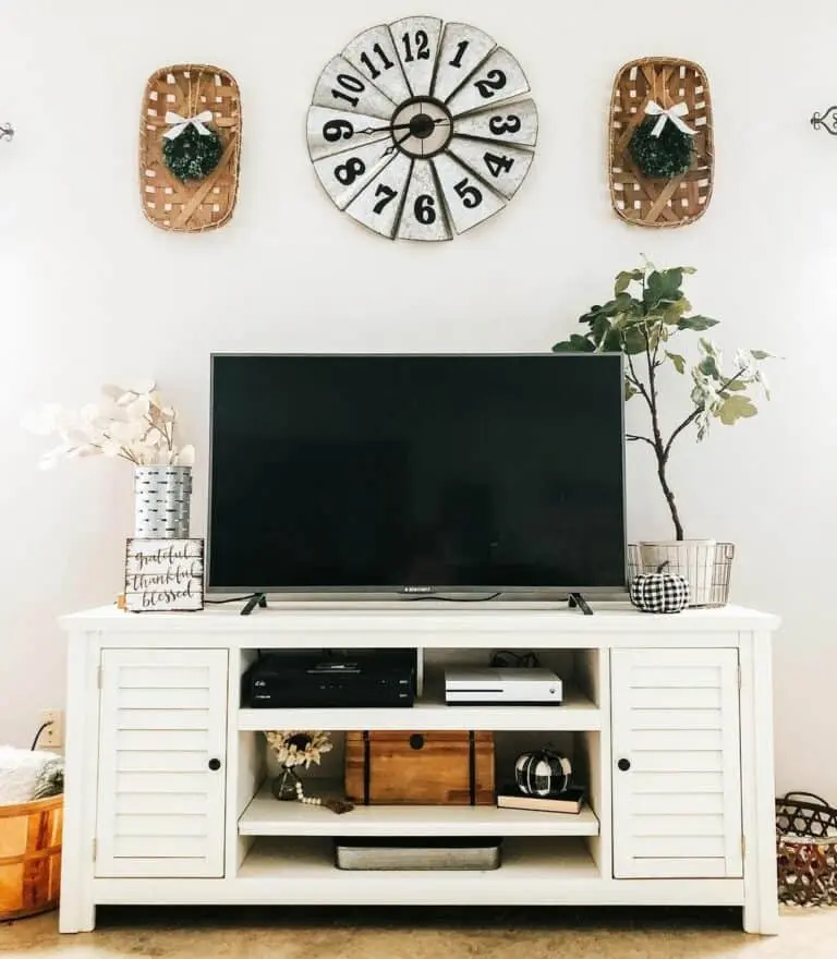 Farmhouse-Inspired White TV Entertainment Center