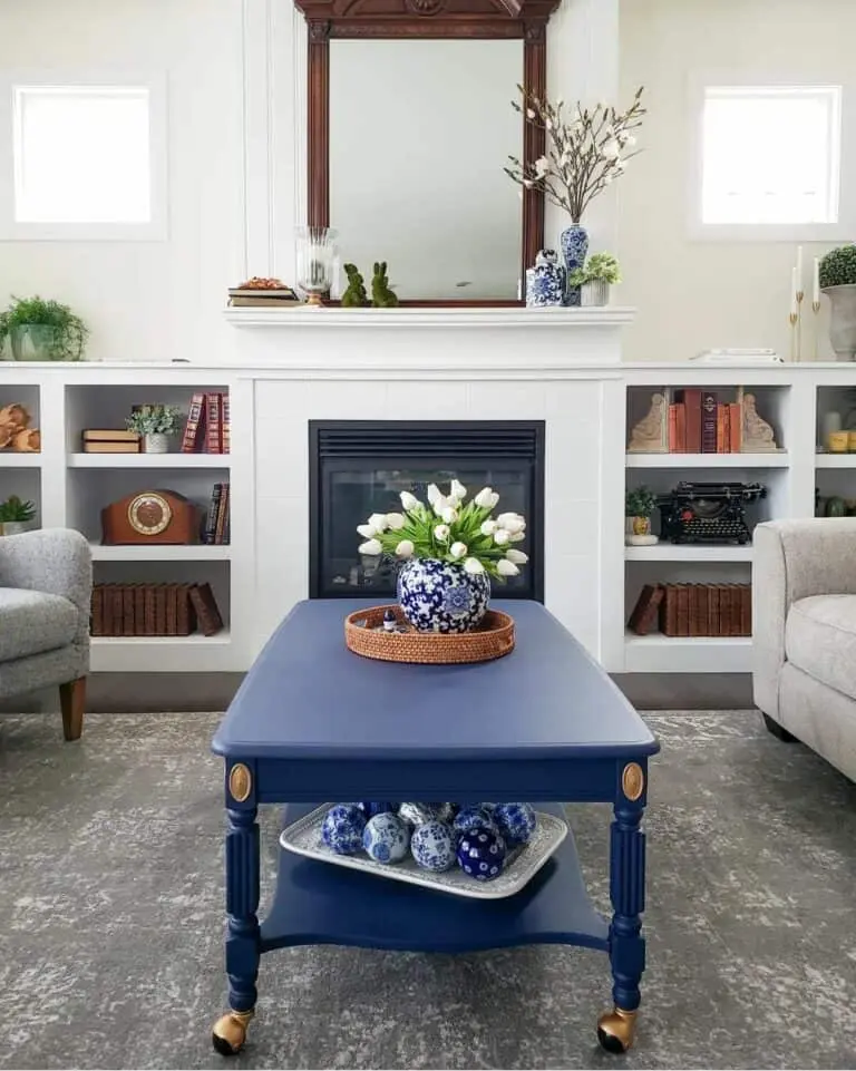 Harmonizing Gray and White Amidst Navy Blue