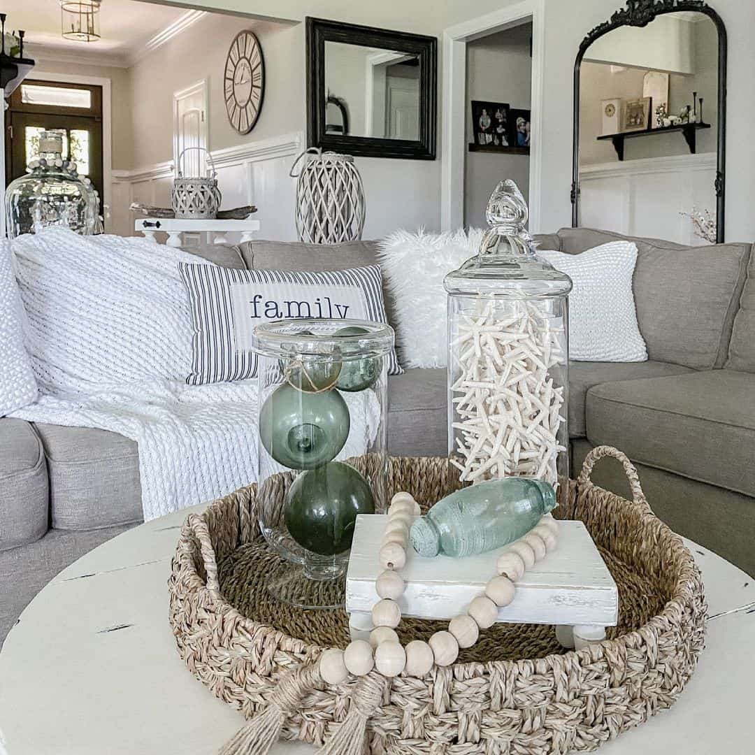 Modern Coastal Centerpiece for a Farmhouse Living Room