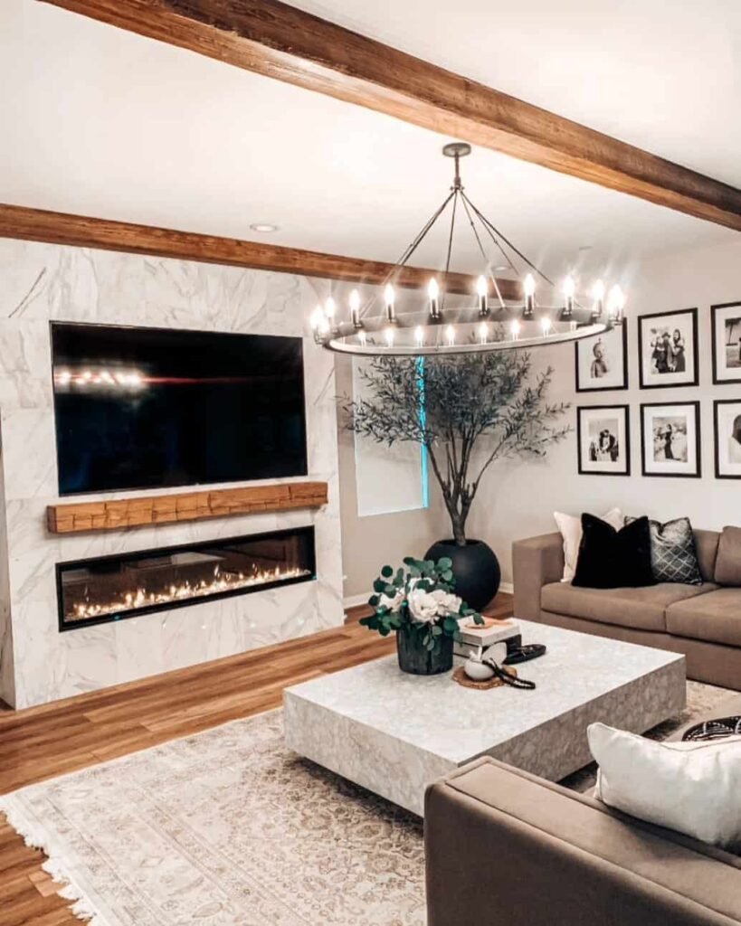 Stunning Exposed Beam Living Room Interior Styles Inspirations image