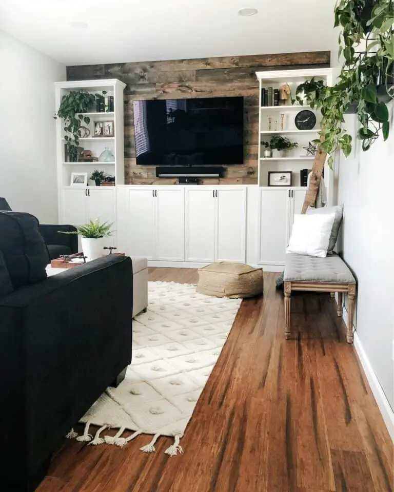 Natural Living Room Featuring a Nature-Inspired TV Feature Wall