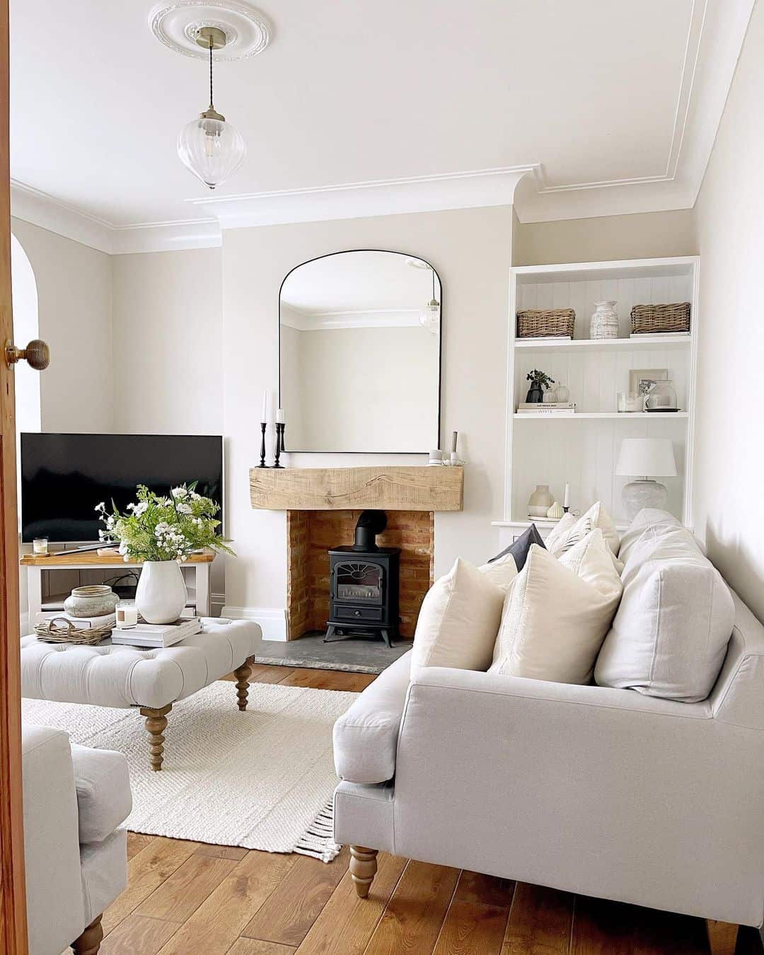 Radiant Glass Pendant Over the Ottoman