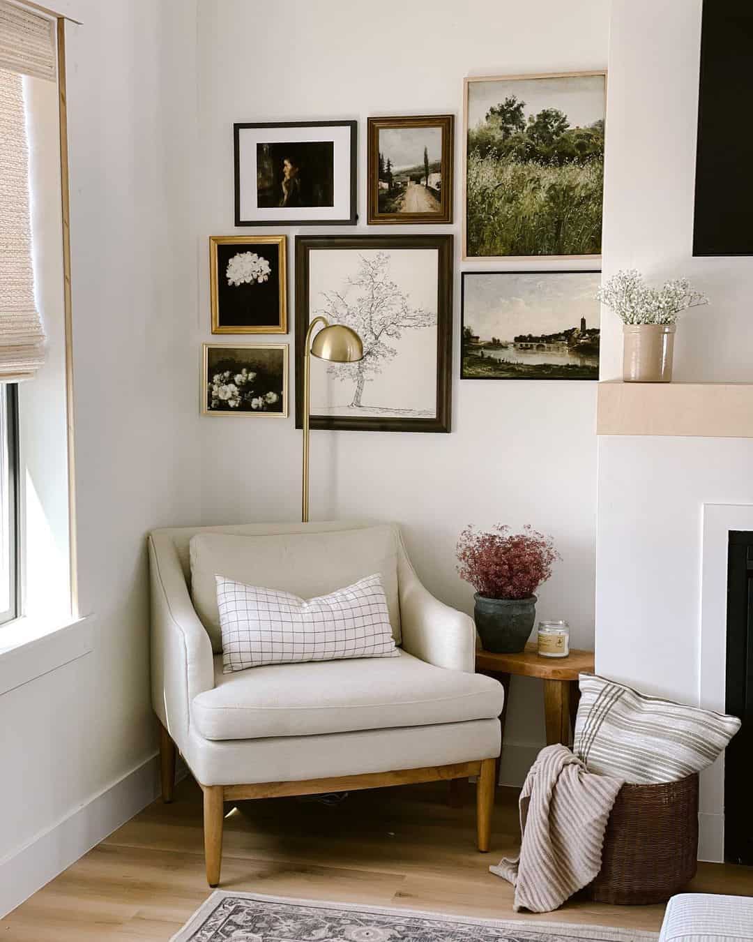 Reading Corner Adorned with a Gallery Wall