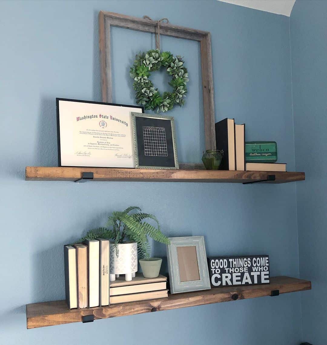 Rustic DIY Wood Shelving Display