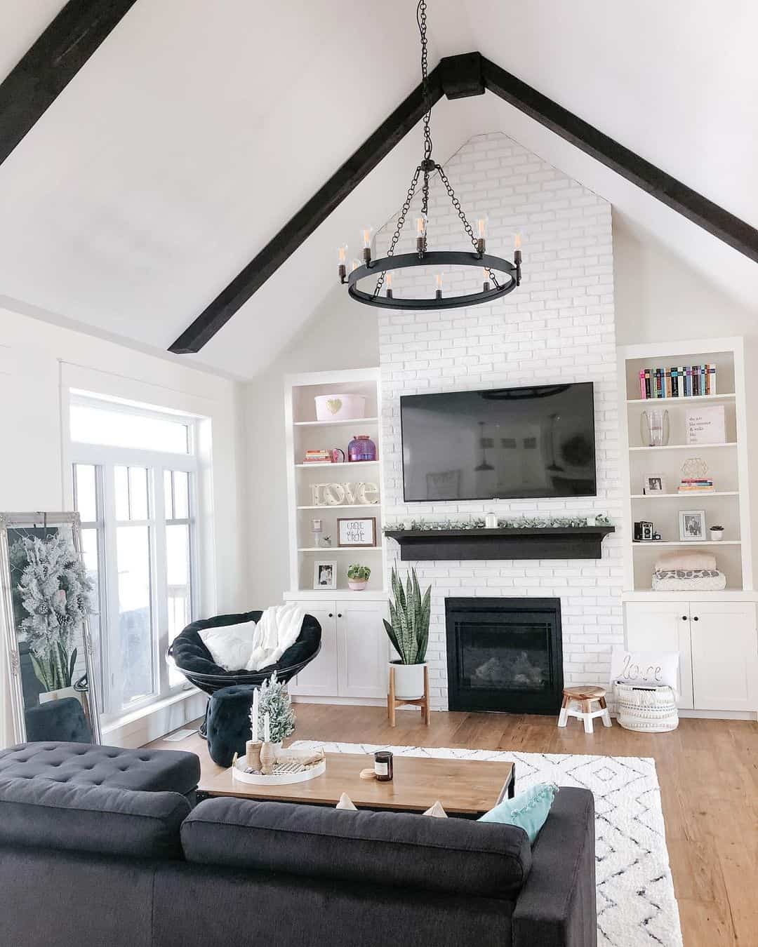 Transforming White Ceilings with Exposed Black Beams