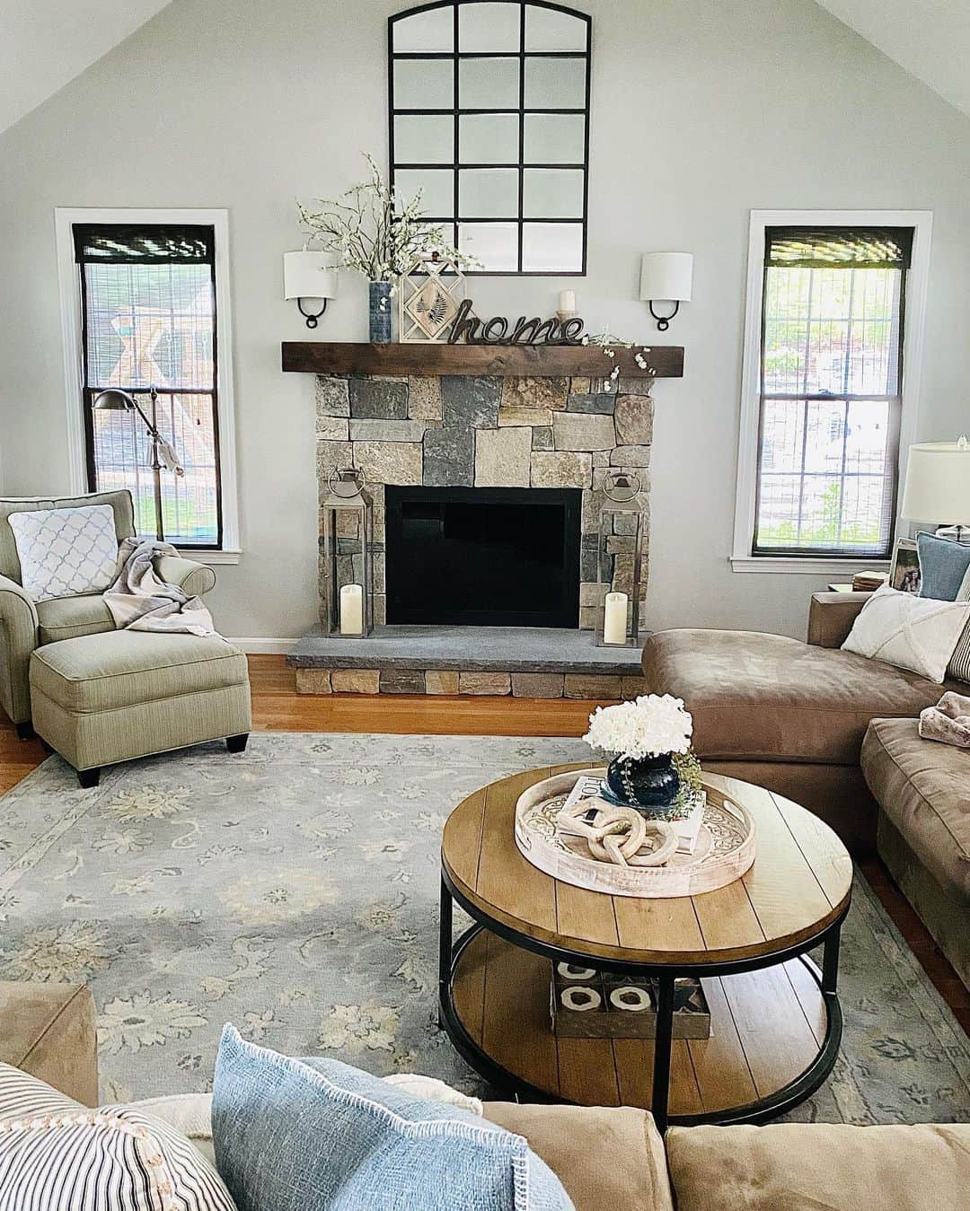 Vaulted Ceilings and Rustic Stone Fireplace