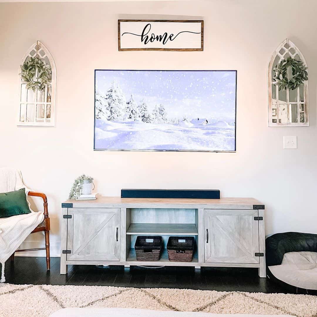 Whitewashed Elegance on Your TV Wall