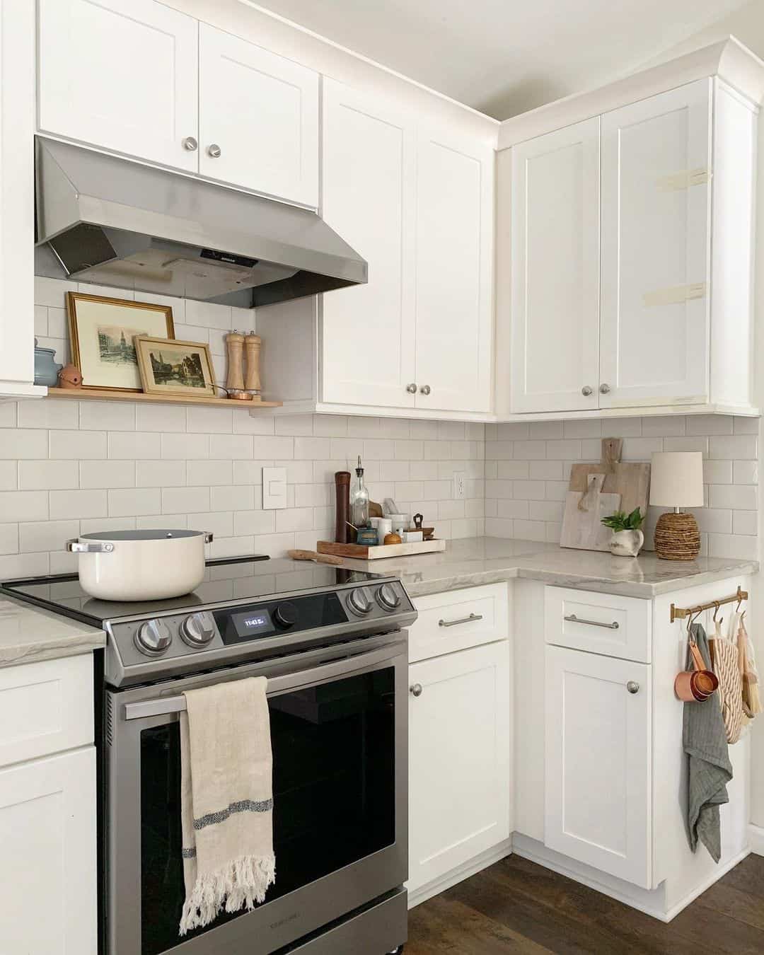 Cabinets Above a Stainless Steel Range Hood