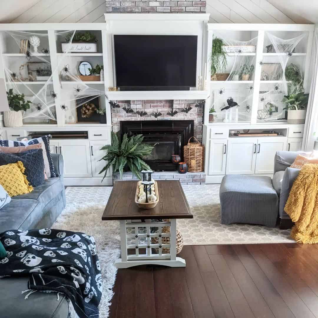 Cozy Living Room Transformed into a Spider's Paradise