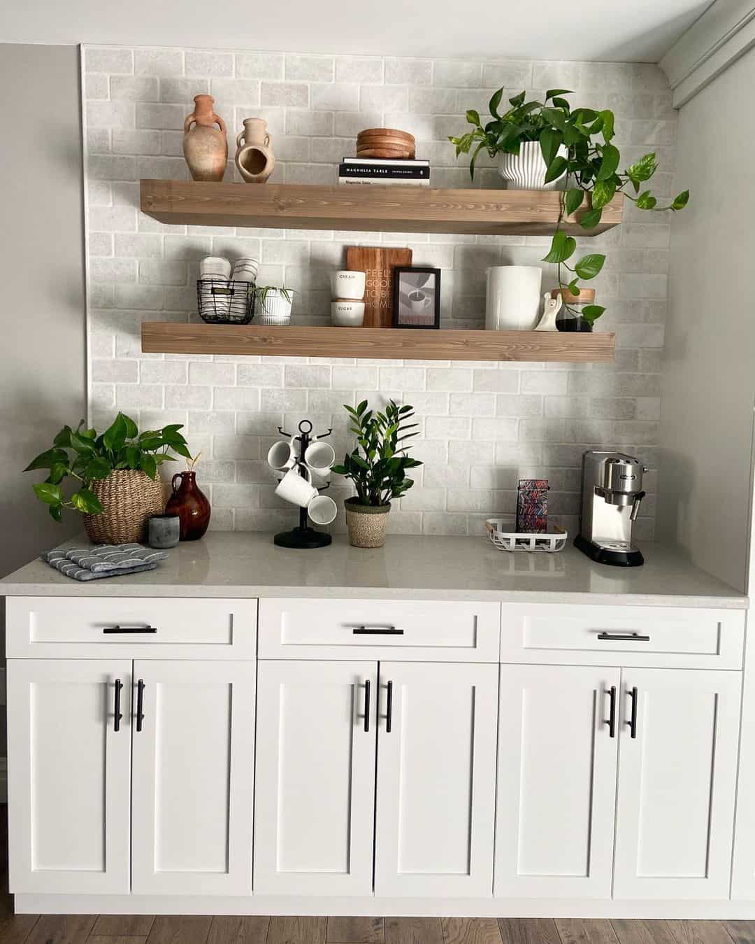 Cozy Small Kitchen in White and Earth Tones