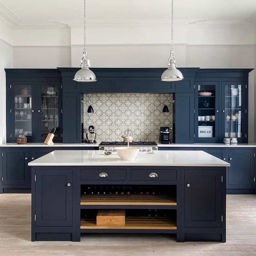 Dark Blue Shaker Cabinets