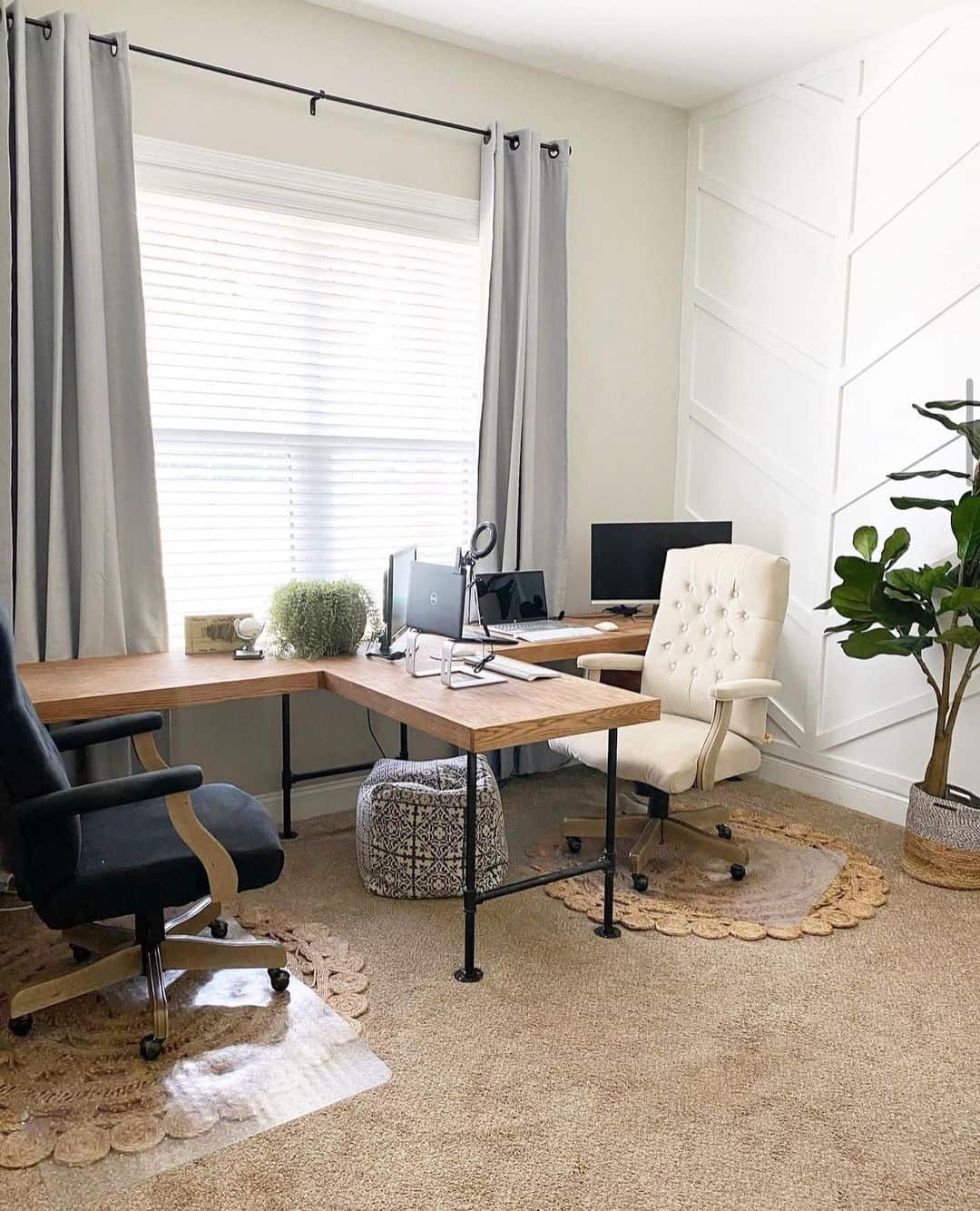 Double Office with Chevron Wall