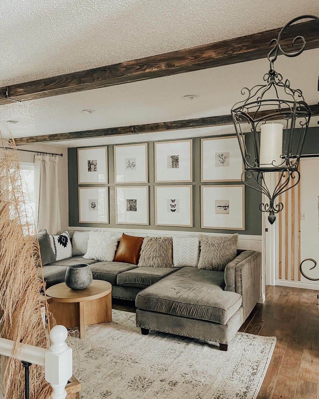 Living Room Elegance with Beige Frame Photo Display