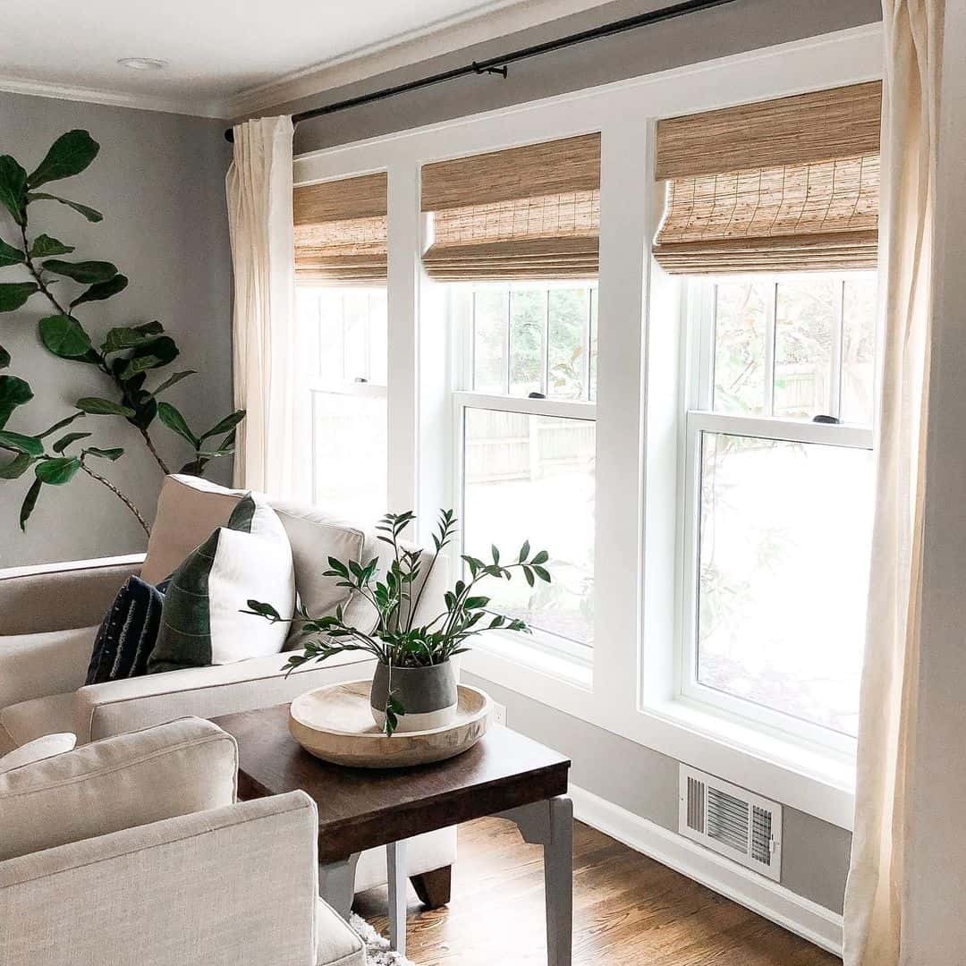 Living Room with a Two-toned Dark Wood End Table