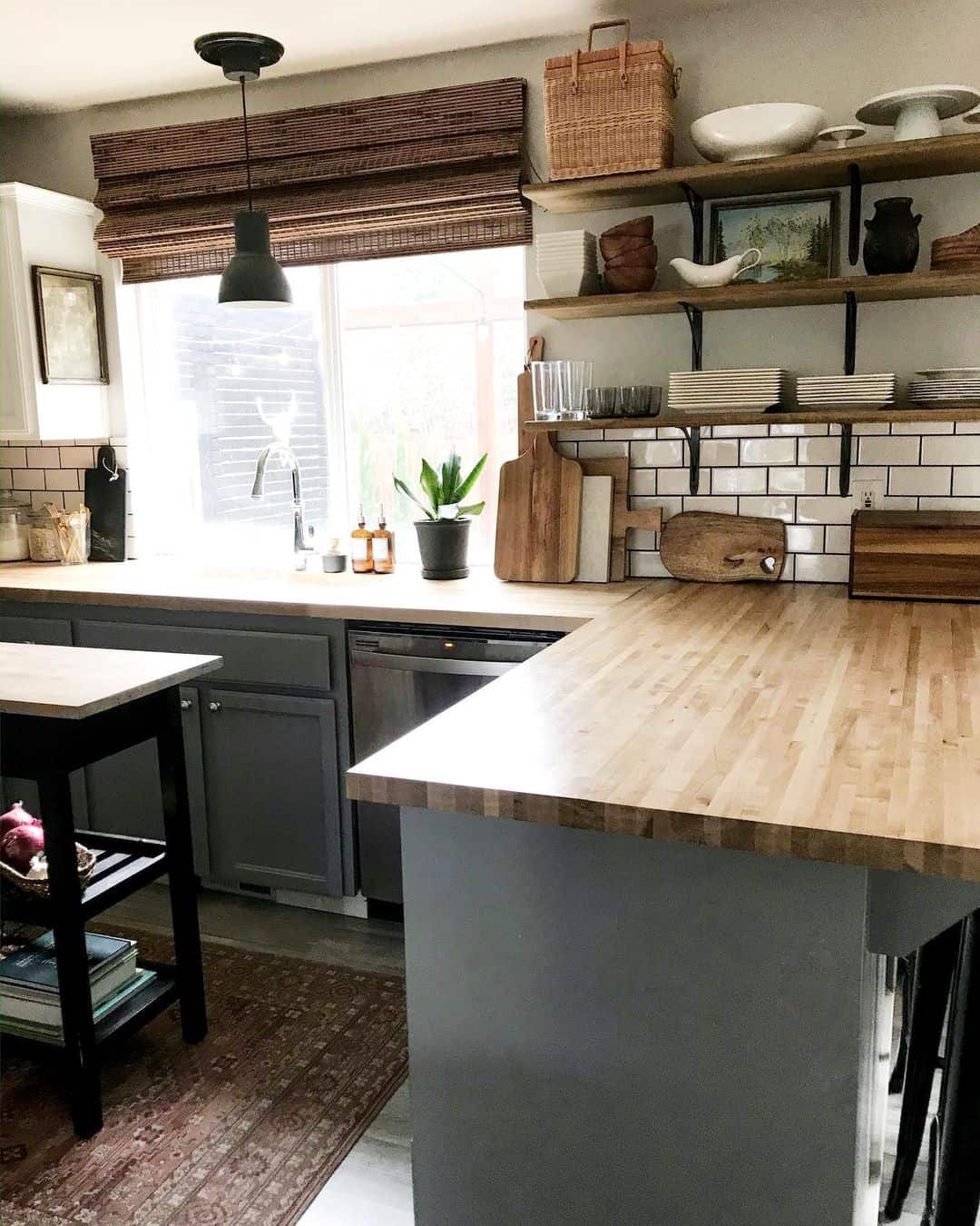 Modern Farmhouse Kitchen Elegance with Open Shelving