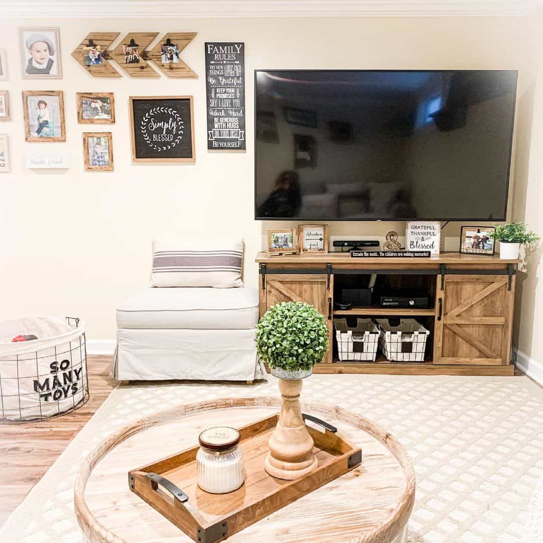 Rustic Wooden TV Console in Living Room Décor