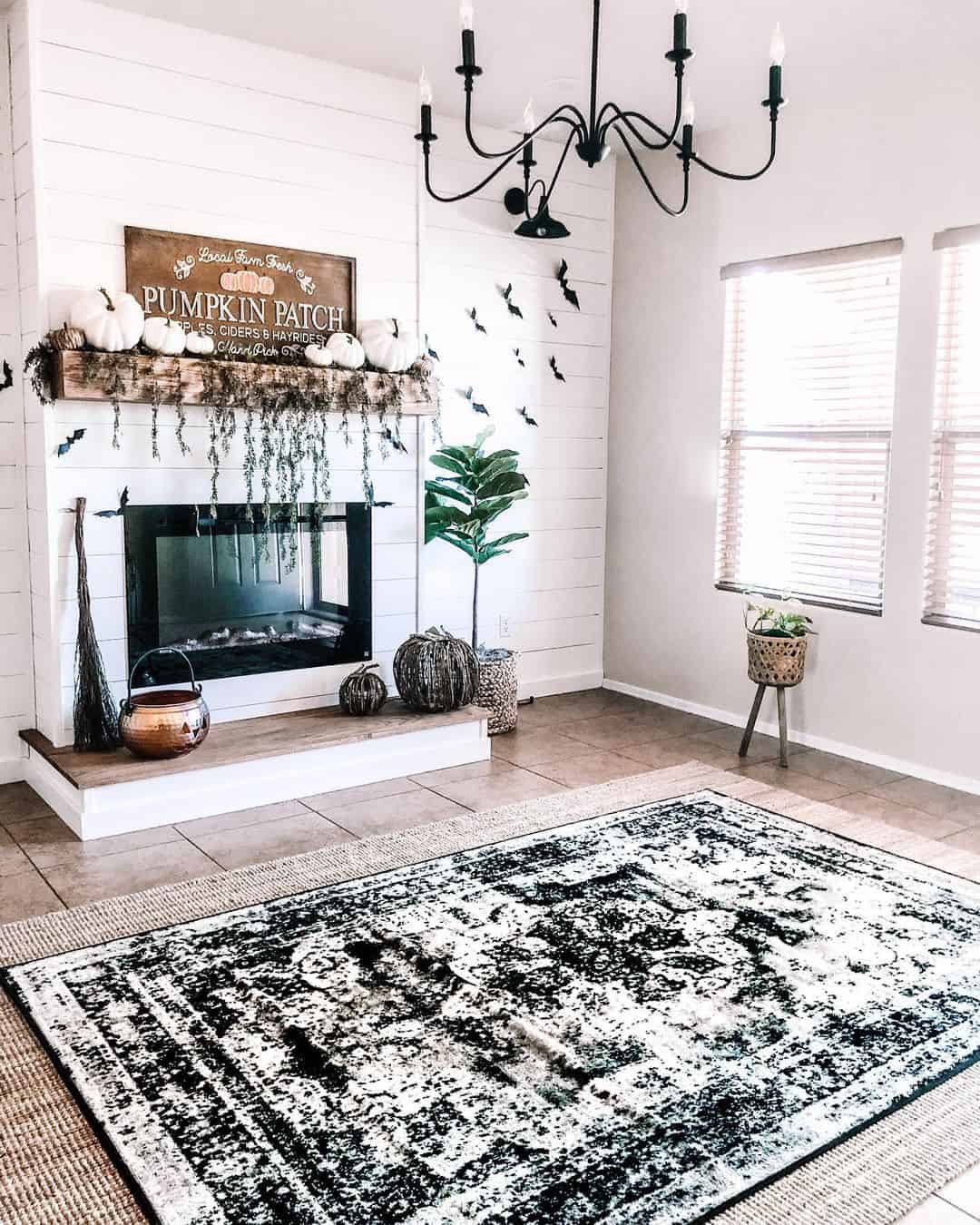 Shiplap Serenity White Pumpkins and Garland Adorned Wall